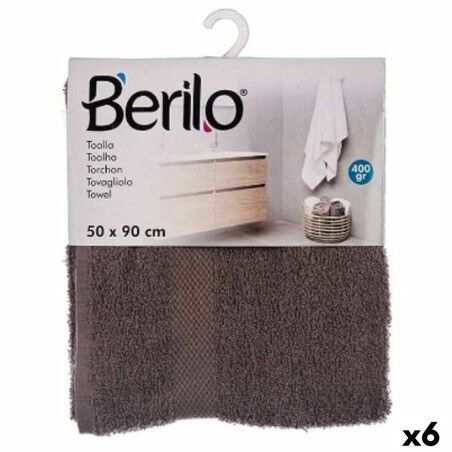 Telo da bagno Berilo 89669 Grigio 80 % cotone 20 % Poliestere 50 x 90 cm 50 x 0,5 x 90 cm (6 Unità)