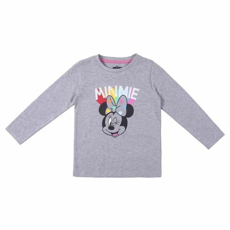 Maglia a Maniche Lunghe per Bambini Minnie Mouse Grigio Maglia a Maniche Lunghe per Bambini Minnie Mouse Grigio