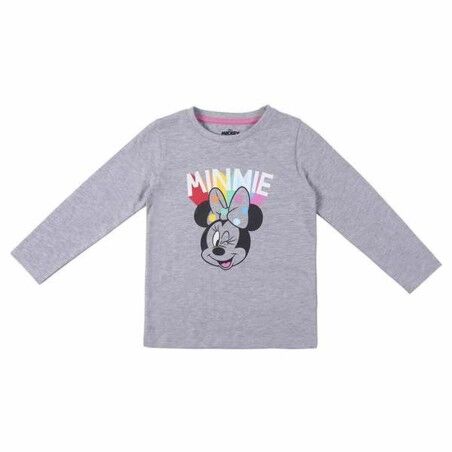Maglia a Maniche Lunghe per Bambini Minnie Mouse Grigio