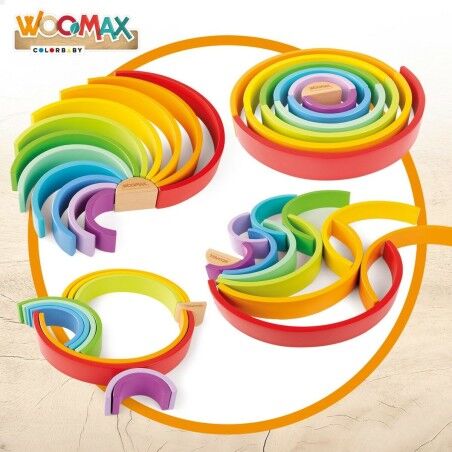 Puzzle di Legno per Bambini Woomax Arcobaleno 11 Pezzi 2 Unità