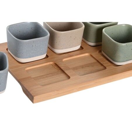 Set da Aperitivo DKD Home Decor 21,6 x 15 x 1,5 cm Porcellana Multicolore Bambù Scandinavo