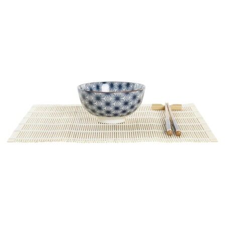 Set per Sushi DKD Home Decor 14,5 x 14,5 x 31 cm Azzurro Gres Orientale (16 Pezzi)