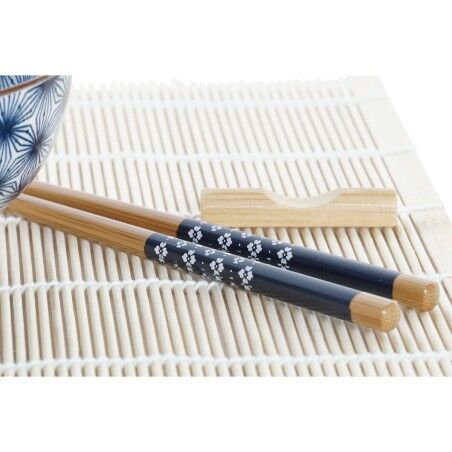 Set per Sushi DKD Home Decor 14,5 x 14,5 x 31 cm Azzurro Gres Orientale (16 Pezzi)