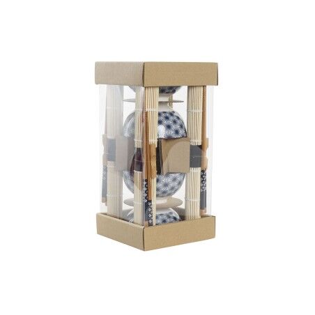 Set per Sushi DKD Home Decor 14,5 x 14,5 x 31 cm Azzurro Gres Orientale (16 Pezzi)