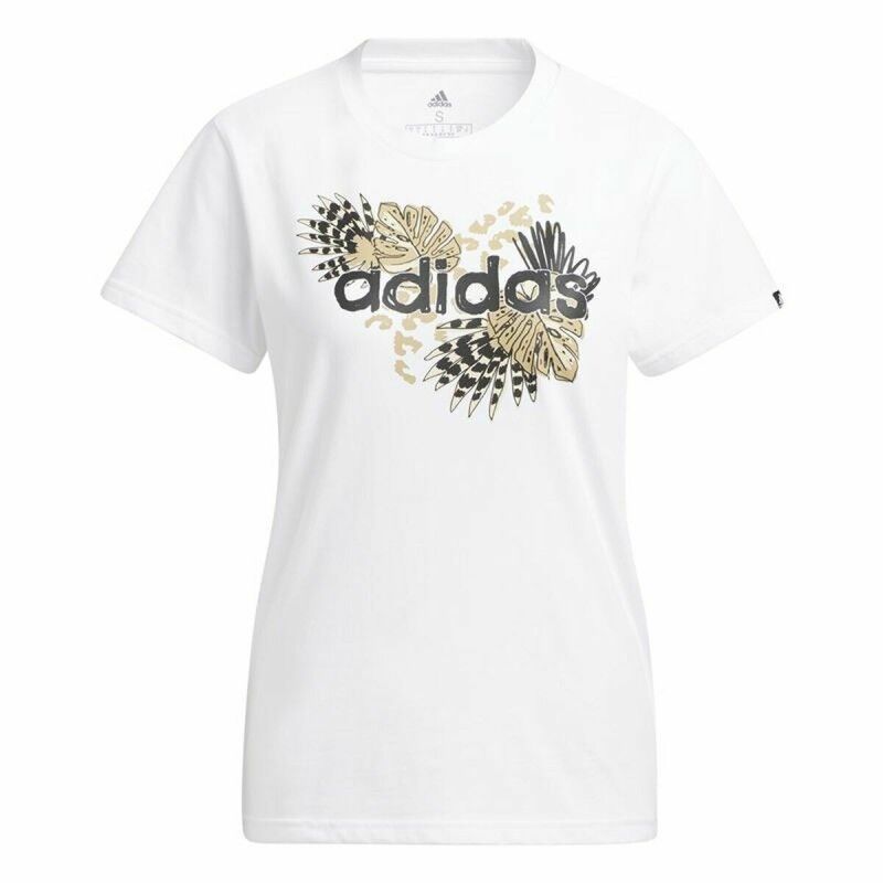 Maglia a Maniche Lunghe Donna Adidas Print Graphic Bianco Maglia a Maniche Lunghe Donna Adidas Print Graphic Bianco