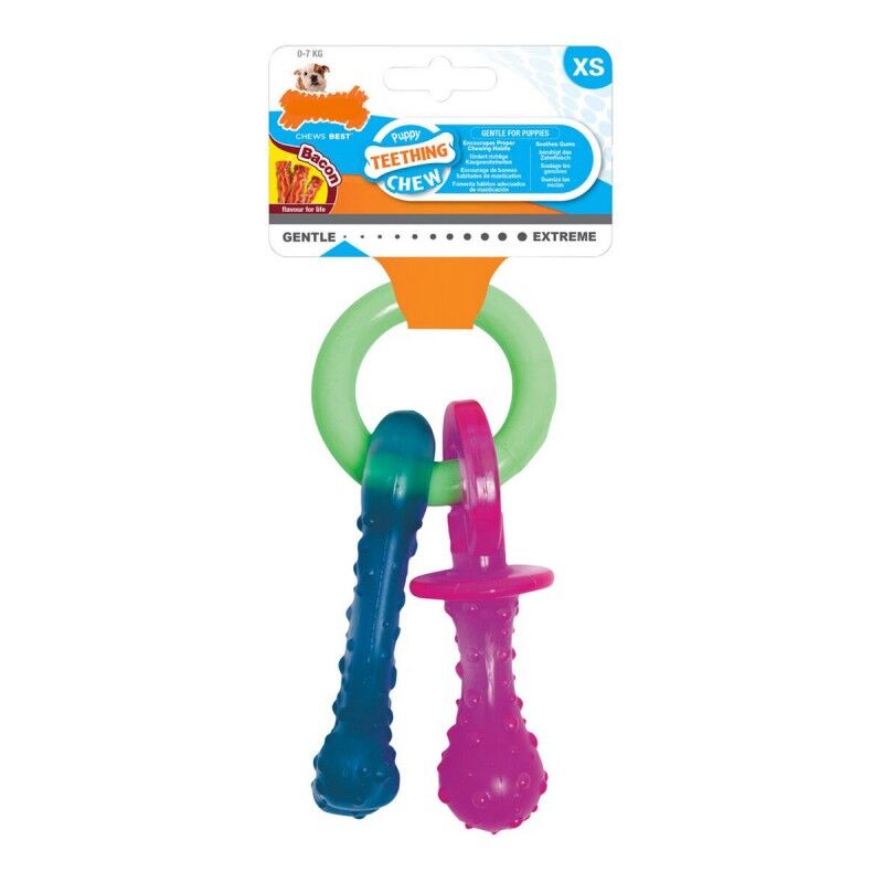 Giocattolo da mordere per cani Nylabone Portachiavi Carne Formaggio Cuccioli Bacon Nylon Termoplastico Taglia XS Giocattolo da mordere per cani Nylabone Portachiavi Carne Formaggio Cuccioli Bacon Nylon Termoplastico Taglia XS