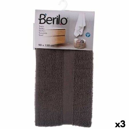 Telo da bagno Berilo 89671 Grigio 80 % cotone 20 % Poliestere 90 x 150 cm 90 x 0,5 x 150 cm (3 Unità)