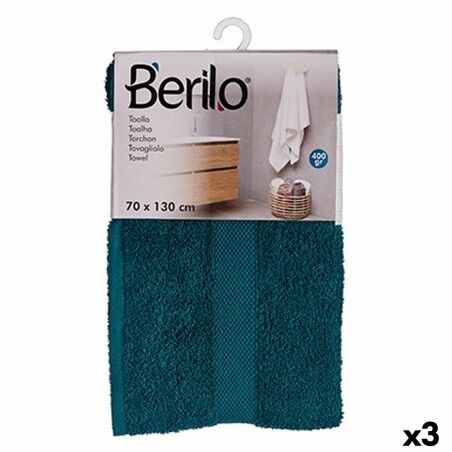 Telo da bagno Berilo 89674 Azzurro 80 % cotone 20 % Poliestere 70 x 130 cm (3 Unità)