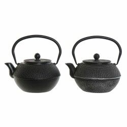 Teiera DKD Home Decor Nero Argento Ferro (18.5 x 16 x 17 cm) (2 pcs) (1200 ml)
