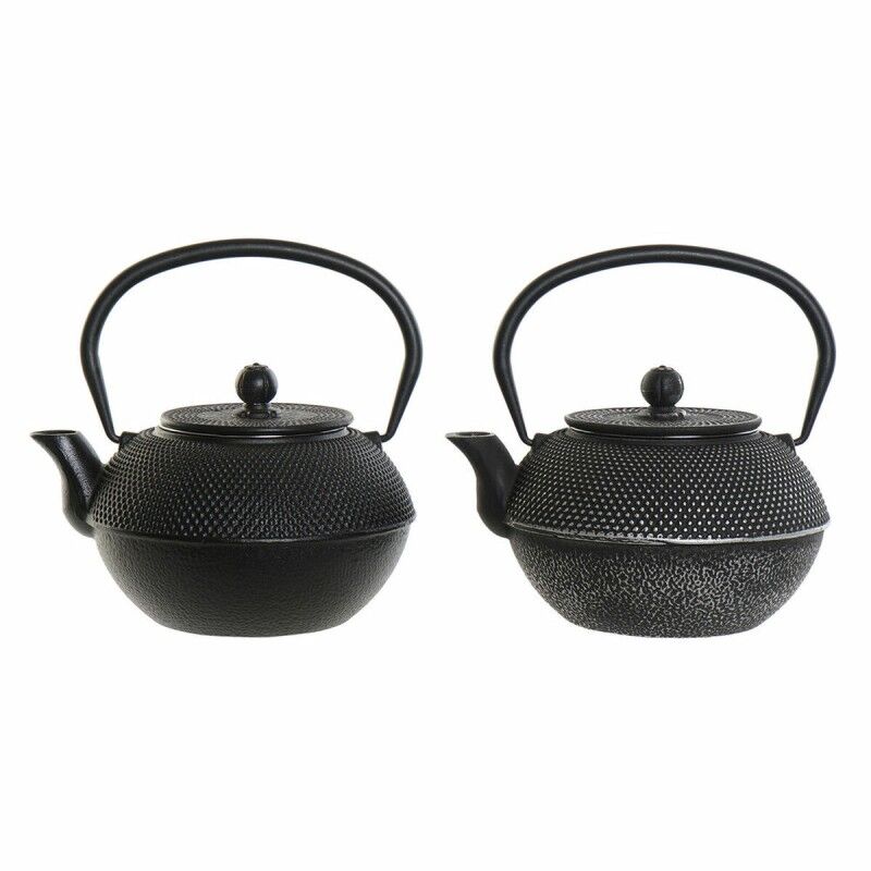 Teiera DKD Home Decor Nero Argento Ferro (18.5 x 16 x 17 cm) (2 pcs) (1200 ml)