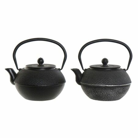 Teiera DKD Home Decor Nero Argento Ferro (18.5 x 16 x 17 cm) (2 pcs) (1200 ml)