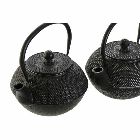 Teiera DKD Home Decor Nero Argento Ferro (18.5 x 16 x 17 cm) (2 pcs) (1200 ml)