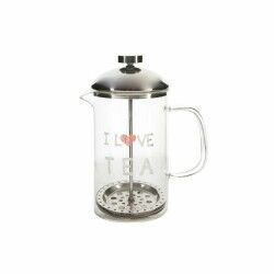 Teiera DKD Home Decor Trasparente Acciaio inossidabile Argento Vetro Borosilicato (18 x 9.5 x 20.5 cm) (1 L)