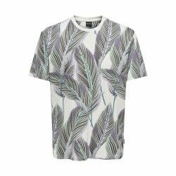 Maglia a Maniche Corte Uomo Only & Sons Onskobe Reg Banana Leaf Azzurro Bianco