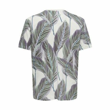 Maglia a Maniche Corte Uomo Only & Sons Onskobe Reg Banana Leaf Azzurro Bianco