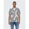 Maglia a Maniche Corte Uomo Only & Sons Onskobe Reg Banana Leaf Azzurro Bianco