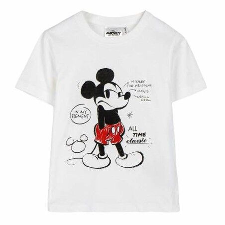 Maglia a Maniche Corte per Bambini Mickey Mouse Bianco