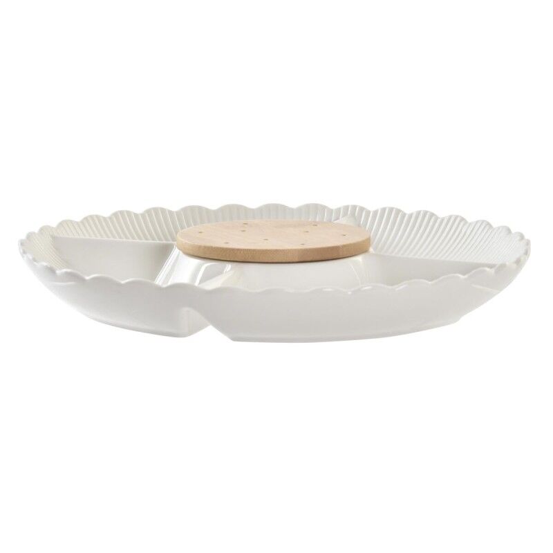 Vassoio per aperitivi DKD Home Decor 25,5 x 25,5 x 3 cm Naturale Porcellana Bianco Vassoio per aperitivi DKD Home Decor 25,5 x 25,5 x 3 cm Naturale Porcellana Bianco
