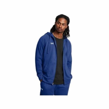 Felpa con Cappuccio Uomo Under Armour Rival Fleece Fz Azzurro