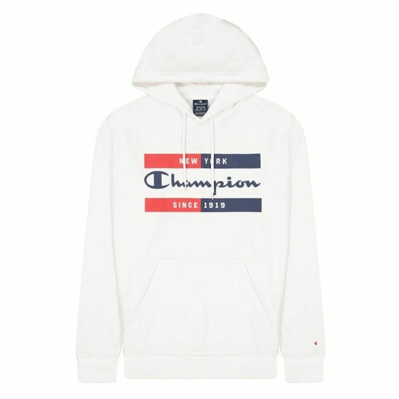 Felpa con Cappuccio Uomo Champion New York Bianco Felpa con Cappuccio Uomo Champion New York Bianco