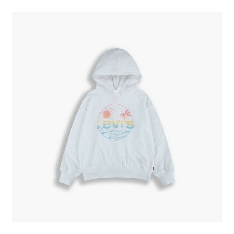 Felpa con Cappuccio da Bambina Levi's Oversized Bianco Felpa con Cappuccio da Bambina Levi's Oversized Bianco
