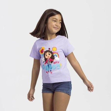 Maglia a Maniche Corte per Bambini Gabby's Dollhouse Bianco Viola