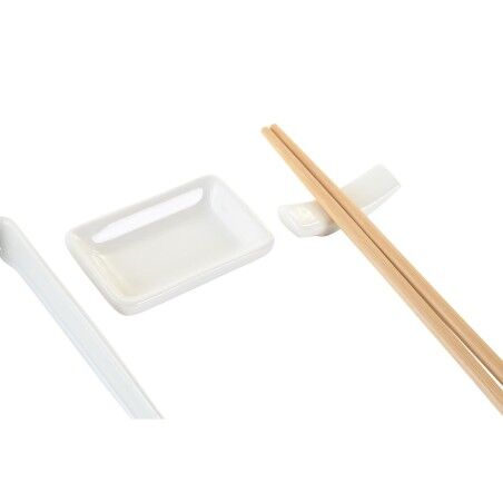 Set per Sushi DKD Home Decor 24 x 7 x 2 cm Naturale Bianco Gres Orientale