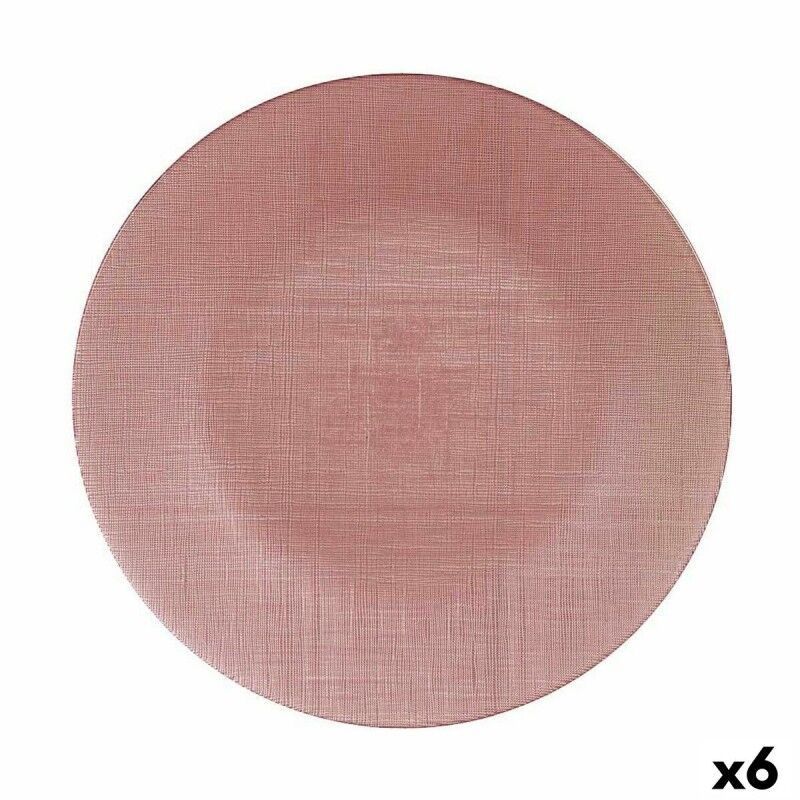 Piatto da pranzo Vivalto Rosa Vetro 32,5 x 2 x 32,5 cm (6 Unità)