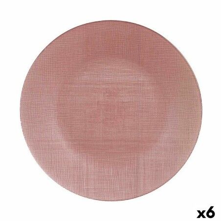 Piatto da pranzo Vivalto Rosa Vetro 32,5 x 2 x 32,5 cm (6 Unità)