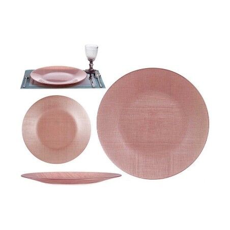 Piatto da pranzo Vivalto Rosa Vetro 32,5 x 2 x 32,5 cm (6 Unità)