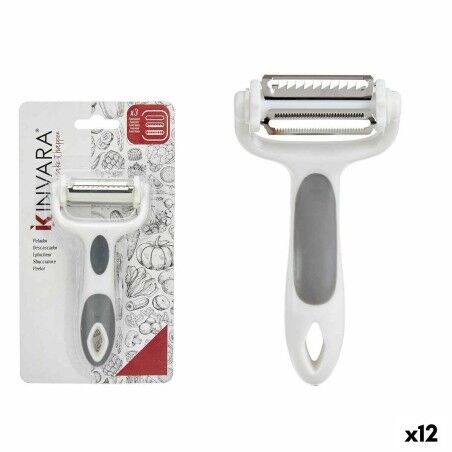 Sbucciatore Kinvara CK51327 Bianco Grigio Acciaio inossidabile polipropilene TPR 12 x 3 x 22 cm 3 in 1 (12 Unità)