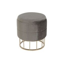 Poggiapiedi DKD Home Decor Dorato Grigio scuro Poliestere Metallo 38 x 38 x 41 cm