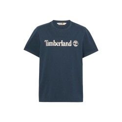 Maglia a Maniche Corte Uomo Timberland Kennebec River Camo Linear Logo Azzurro