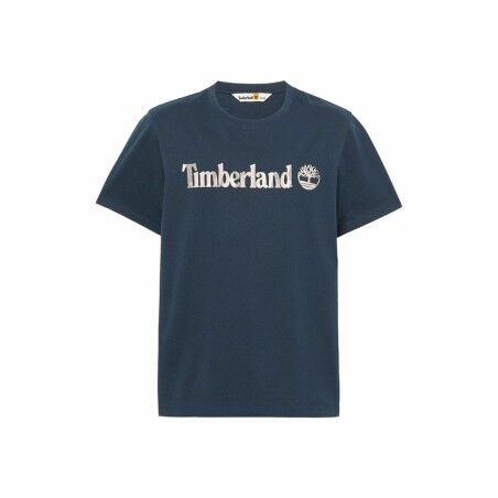 Maglia a Maniche Corte Uomo Timberland Kennebec River Camo Linear Logo Azzurro