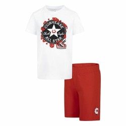 Completo Sportivo per Bambini Converse Squiggle S/Se+Ft Bianco Rosso 2 Pezzi