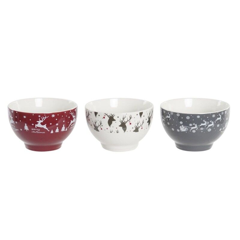 Set di Ciotole DKD Home Decor Bianco Rosso Grigio Porcellana 500 ml 13 x 13 x 8 cm (3 Unità) Set di Ciotole DKD Home Decor Bianco Rosso Grigio Porcellana 500 ml 13 x 13 x 8 cm (3 Unità)