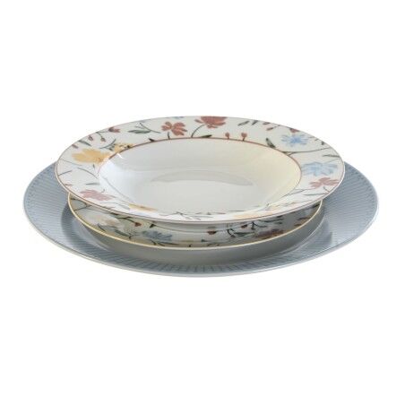Servizio di Piatti DKD Home Decor Azzurro Bianco Porcellana Floreale 27 x 27 x 3 cm 18 Pezzi