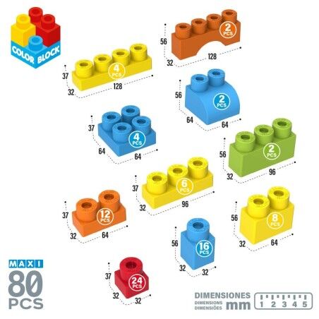 Set di Costruzioni Color Block Basic 80 Pezzi (4 Unità)