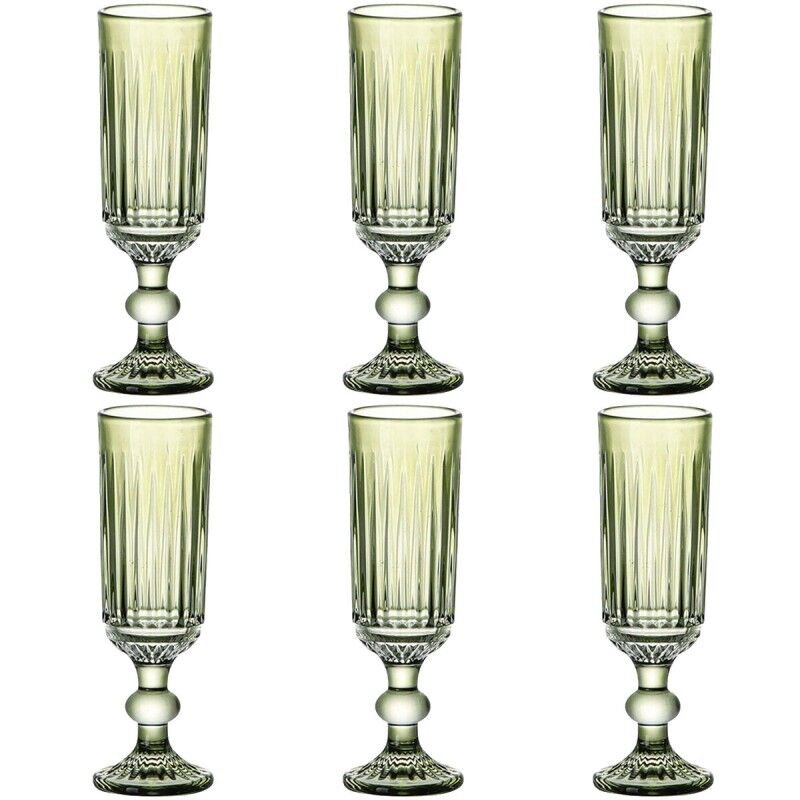 Set di Bicchieri Home ESPRIT Verde Cristallo 6 x 6 x 18,4 cm (6 Unità)