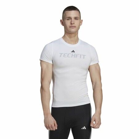 Maglia a Maniche Corte Uomo Adidas techfit Graphic  Bianco