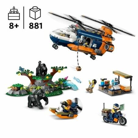 Set di Costruzioni Lego 60437 Jungle Explorer Helicopter Base Camp Multicolore