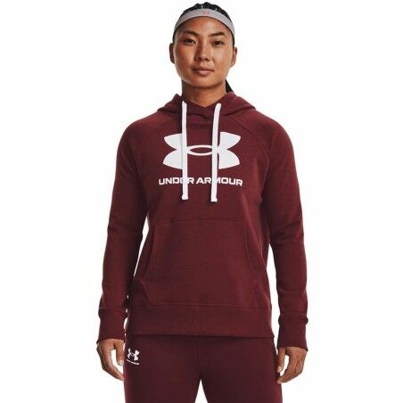 Felpa con Cappuccio Donna Under Armour Rival Fleece Rosso Granato