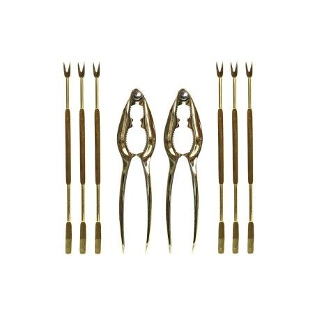 Set per frutti di mare DKD Home Decor Dorato Acciaio inossidabile 8 Pezzi 3 x 3 x 15 cm