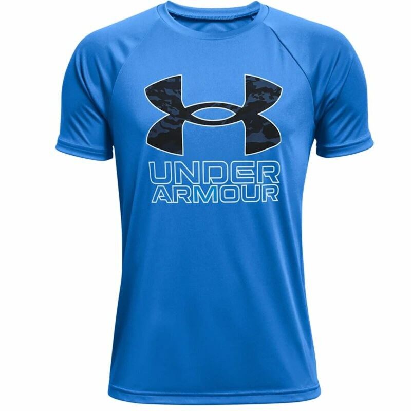 Maglia a Maniche Corte Bambino Under Armour Tech Hybrid Azzurro Maglia a Maniche Corte Bambino Under Armour Tech Hybrid Azzurro