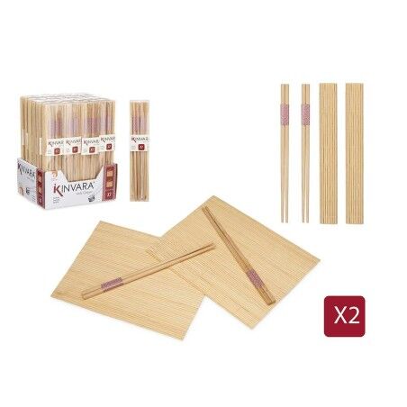 Set per Sushi Kinvara BM-001 Legno Bambù 24 x 18 cm 24 x 0,5 x 0,5 cm (24 Unità)