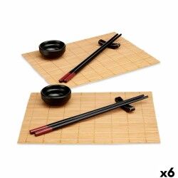 Set per Sushi Kinvara SJ4702 Nero Naturale Bambù servizio di piatti (8 Pezzi) (6 Unità)