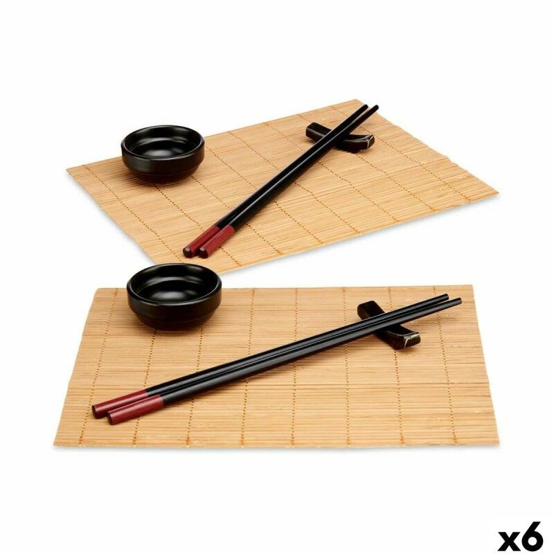 Set per Sushi Kinvara SJ4702 Nero Naturale Bambù servizio di piatti (8 Pezzi) (6 Unità)