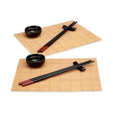 Set per Sushi Kinvara SJ4702 Nero Naturale Bambù servizio di piatti (8 Pezzi) (6 Unità)
