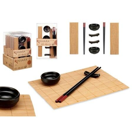 Set per Sushi Kinvara SJ4702 Nero Naturale Bambù servizio di piatti (8 Pezzi) (6 Unità)