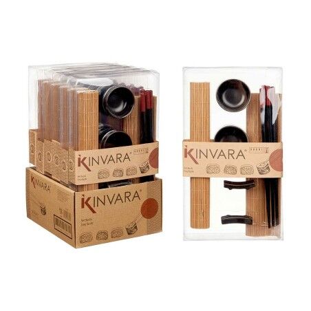 Set per Sushi Kinvara SJ4702 Nero Naturale Bambù servizio di piatti (8 Pezzi) (6 Unità)